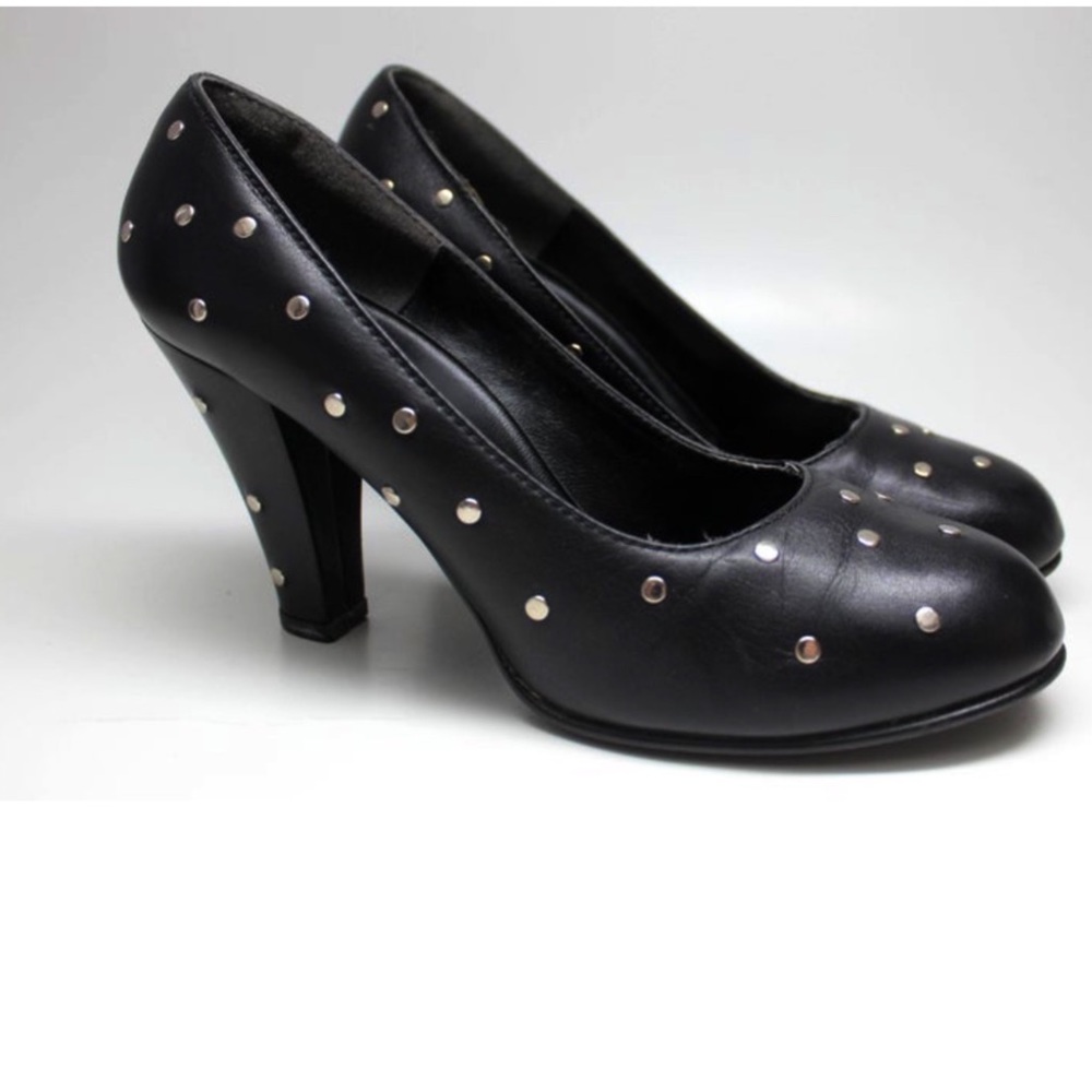 Norma Kamali “Punk” Black Leather Shoe Size 9
